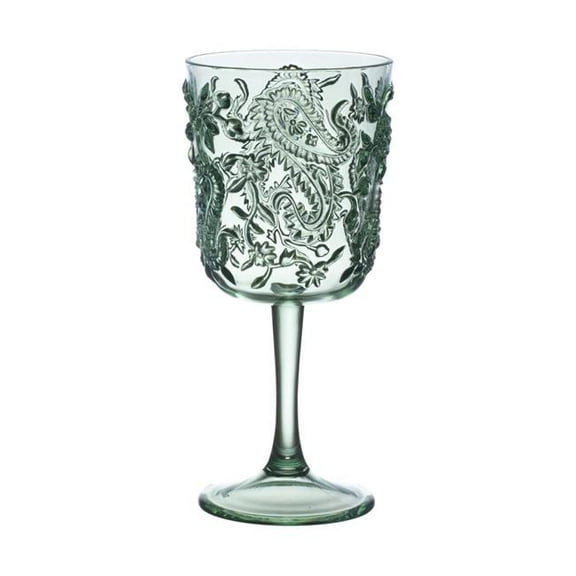 LEADINGWARE GROUP AS-1013SG Paisley Goblet Wine Glass 13 oz. Spanish Green Set of 4 pcs.