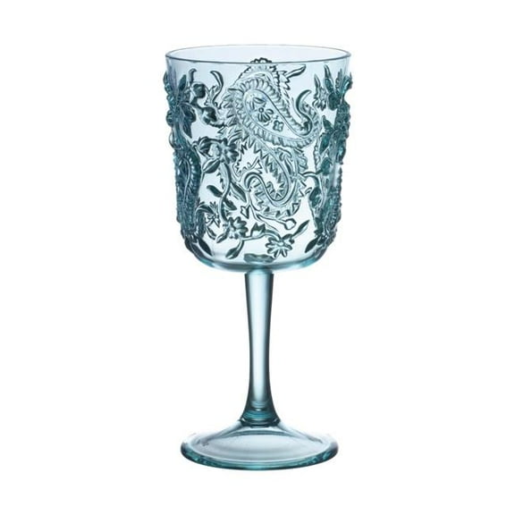 LEADINGWARE GROUP AS-1013TS Paisley Goblet Wine Glass 13 oz. Turquoise Set of 4 pcs.