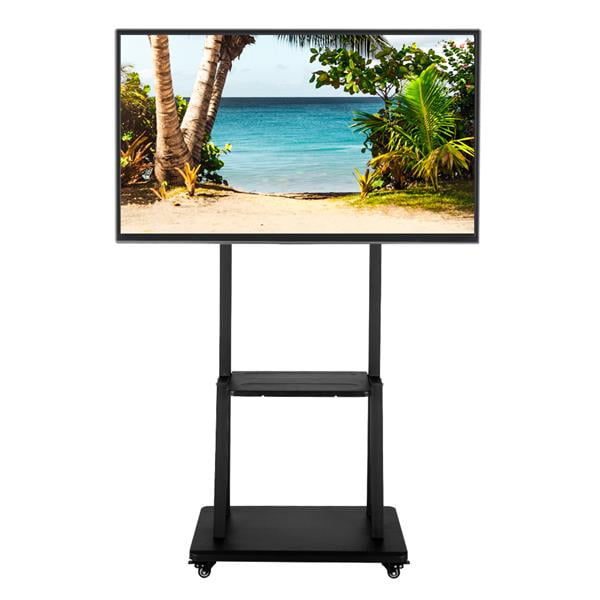 LEADZM Height Adjustable Mobile TV Stand with Wheels Adjustable Shelves for 40-inch to 80-inch TVs | Supports up to 180 lb Total | Black