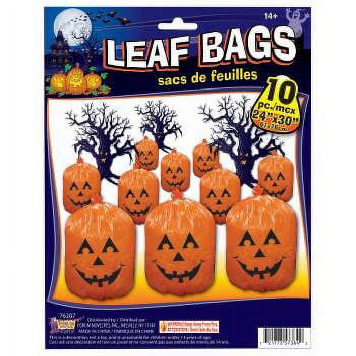 Halloween Leaf Bags 8 Pack 24x30in Pumpkin Trash Lawn Garbage Fall Leave Bag  with Twist Ties Jack O Lantern Outdoor Yard Holiday Decoration Black  Black-8P-24x30in