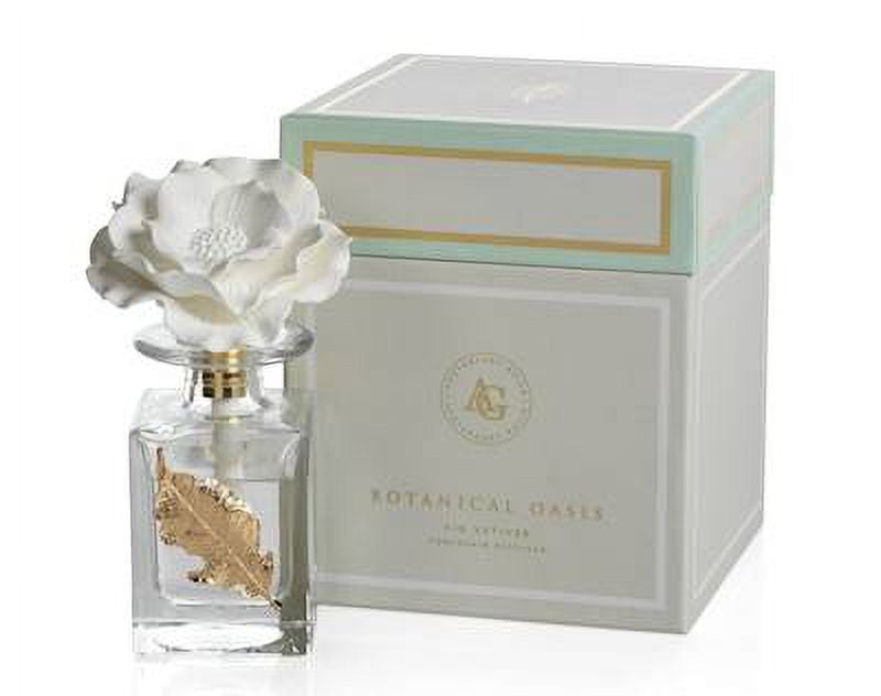 Elegant Floral Porcelain Reed Diffuser with Gold Leaf Accent, 100ml