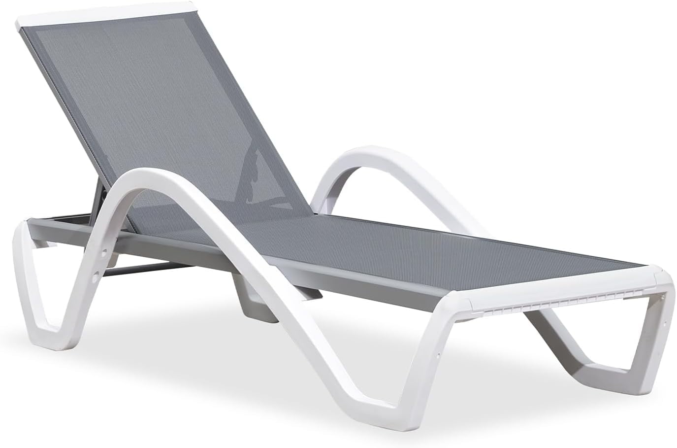 LEAF Patio Chaise Lounge Chair with Armrests Outside Aluminum Plastic