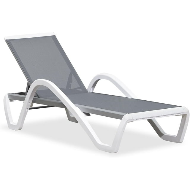 LEAF Patio Chaise Lounge Chair with Armrests Outside Aluminum Plastic