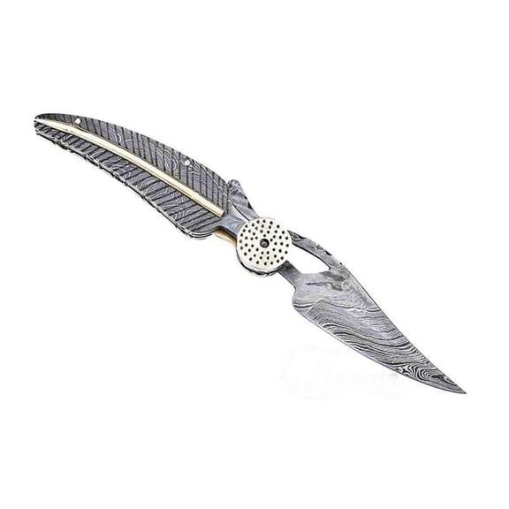 LEAF | Pocket Knife | Damascus Blade | Razor Sharp | Perfect Gift