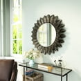 thumbnail image 1 of Leaf Round Mirror Black, 1 of 5