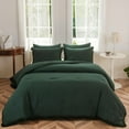 thumbnail image 1 of LEAFAX Emerald Green Comforter Set King Boho Bedding Set Exquisite Tassel Pattern Microfiber Filling, Cozy Lightweight All Season, 5-Piece, 1 of 6
