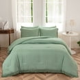 thumbnail image 1 of LEAFAX Sage Green Comforter Set Queen Boho Bedding Set Exquisite Tassel Pattern Microfiber Filling, Cozy Lightweight All Season, 5-Piece, 1 of 7