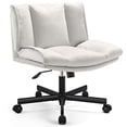 thumbnail image 1 of LEAGOO Armless Desk Chairs with Wheels Office Chair Vanity Chair with Technical Cloth Adjustable Swivel Computer Task Chairs for Home Base, Bedroom, Small Space, Make up,Off-white, 1 of 23