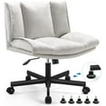 thumbnail image 1 of LEAGOO Criss Cross Chair with Wheels, Comfy Armless Desk Chairs with Tech Fabric, Wide Seat Cross Legged Office Chair, Height Adjustable Swivel Computer Task Chairs for Home Office, Bedroom, Make up, 1 of 10