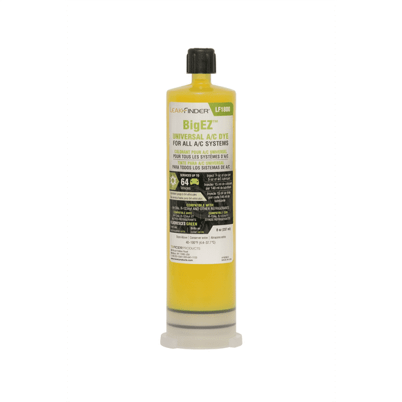 LEAKFINDER LF1800 BIGEZ Automotive Universal Air Conditioner Refrigerant Leak Detection Dye, Services R134a, R-1234yf Systems, (1) 8oz AC Fluorescent Dye Bottles, A