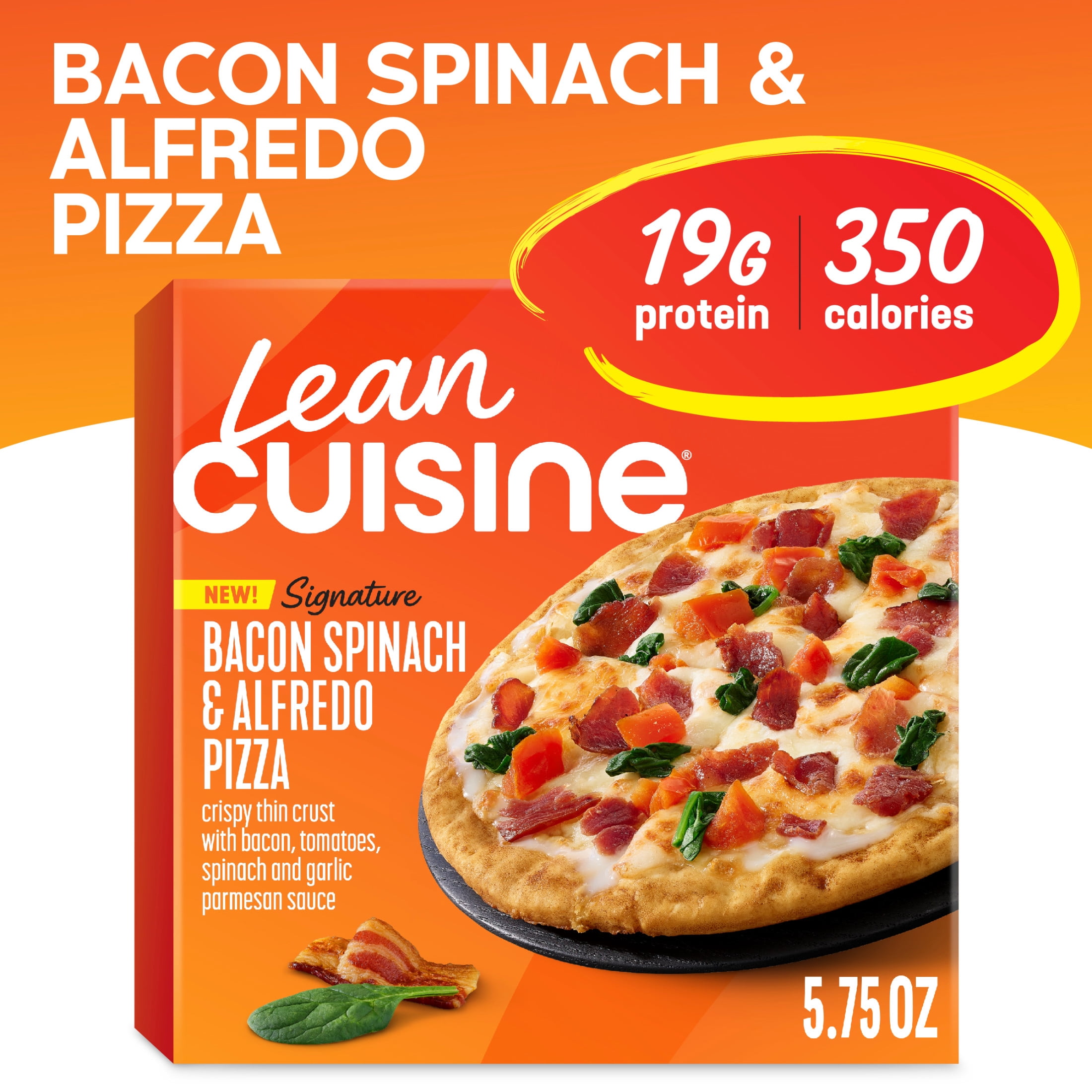 Lean Cuisine Frozen Bacon Spinach Alfredo Personal Pizza with No Tree Nuts or Fish Allergens, 5.75 oz