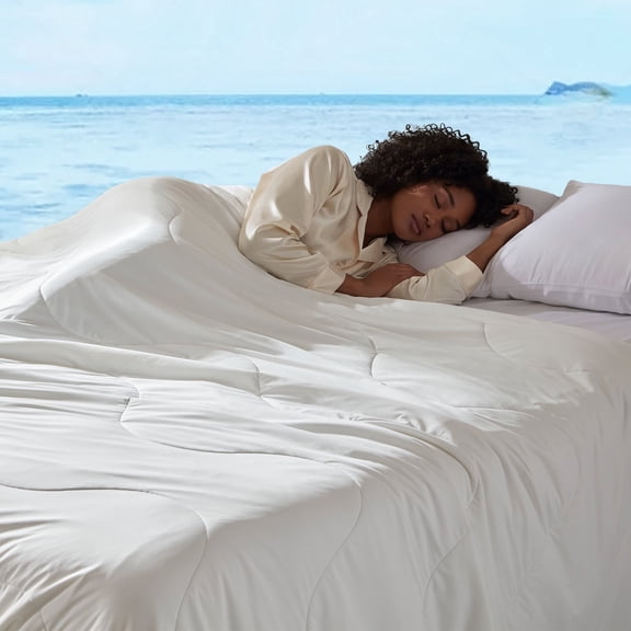 LEAONME Cooling Comforter King/Cali King White Blanket for Hot Sleepers 90"x106"