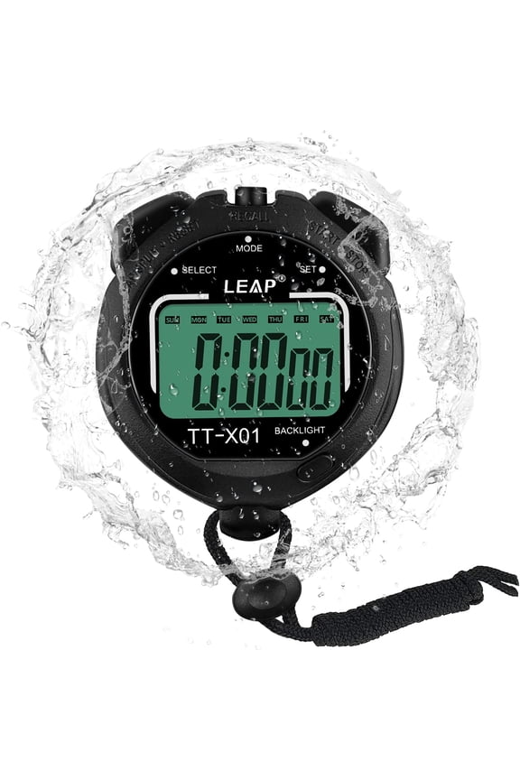 Digital Stopwatch Timer, Large Display Stop Watch with 30M Waterproof and EL Backlight Function Designed for Sport Coaches Referees Fitness Teacher and Athlete Black