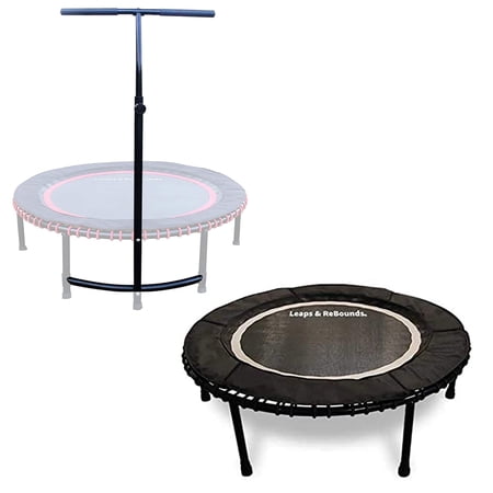 LEAPS & REBOUNDS 48" Adjusting Stability Bar & 48" Fitness Trampoline, Gray