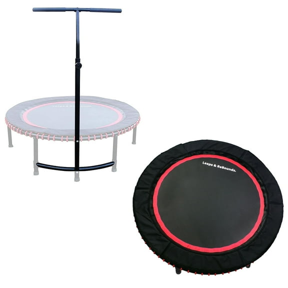 LEAPS & REBOUNDS 48" Adjusting Stability Bar w/ 48" Fitness Trampoline, Red