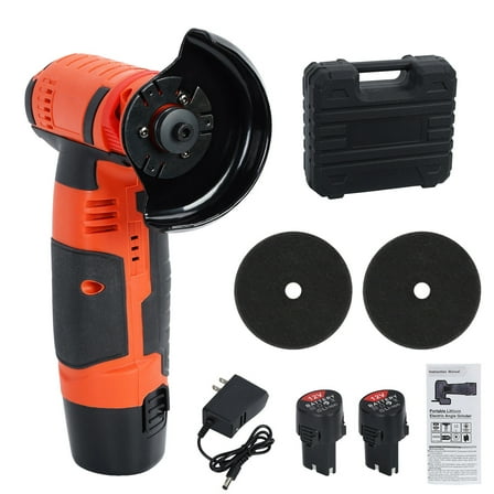 LEAQU 12V Cordless Angle Grinder with 2 Batteries, 19500RPM Brushless Mini Grinder Tool, 3-Inch Electric Metal Cutter & Polisher for Wood, Tile, Steel