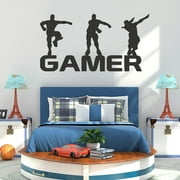 LEAQU Gamer Wall Sticker Boy with Game Controller Wall Decals, Creative Waterproof Self-Adhesive Video Game Wall Posters Gaming Wallpaper Home Decor for Kids Boys Room Bedroom
