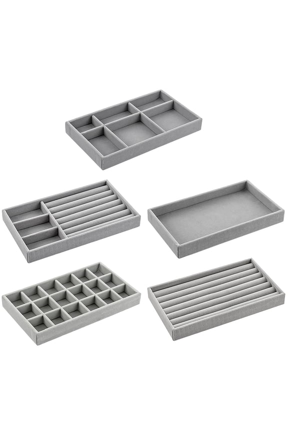 Stackable Velvet Jewelry Trays Organizer Jewelry Storage Display Trays for Drawer, Earring Necklace Bracelet Ring Organizer
