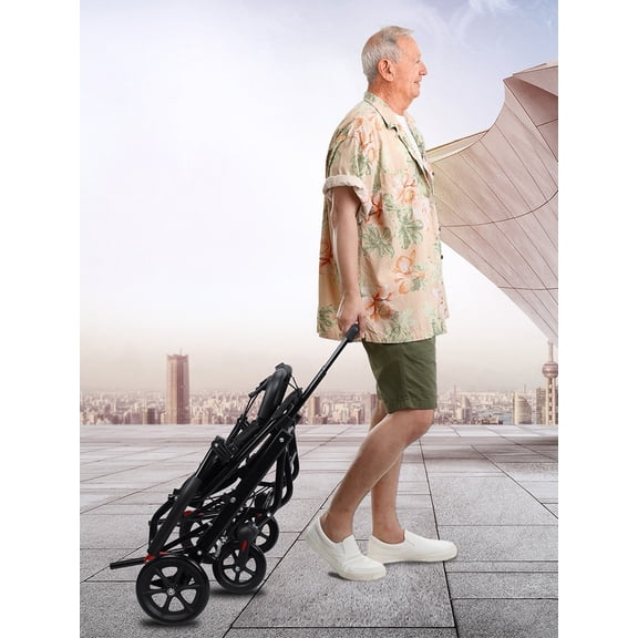 LEAQU Ultra Lightweight Foldable Transport Wheelchair, Portable Travel Chair for Adults & Seniors, Compact Mobility Aid with 220 lbs Capacity