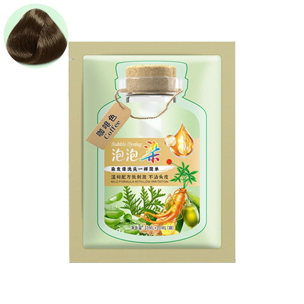 LEARNEVER 10bag/box Natural Plant Bubble Hair Dye Hair Dye Shampoo Long