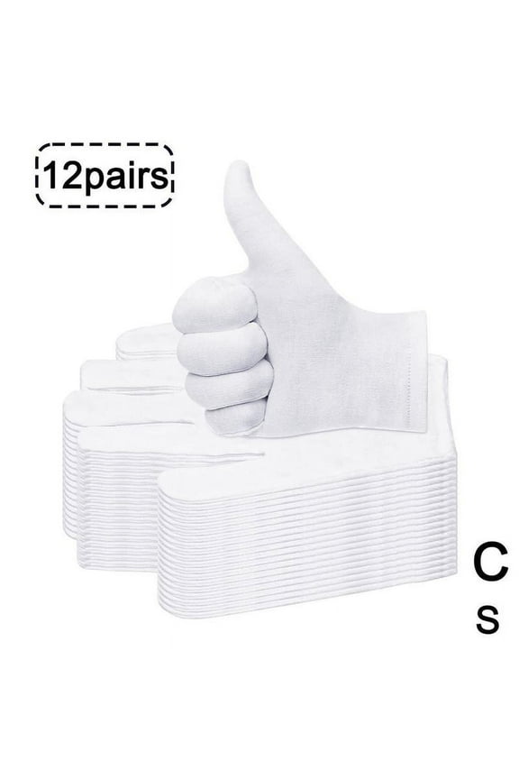 12 pairs White Cotton Gloves For dry hands women men gloves cloth New N6 ..