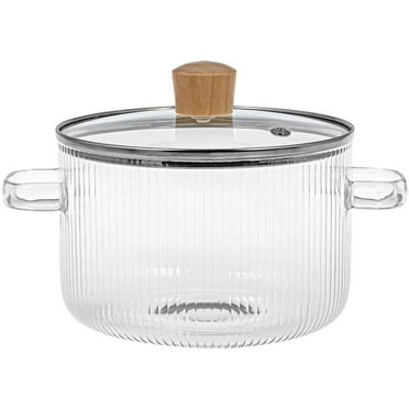LEARNEVER Glass Cooking Pot with Lid, Heat Resistant Borosilicate Cookware Glass Hot G0