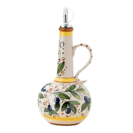 LEARNEVER Italian Ceramic Olive Oil Dispenser Bottle 700ml Hand Painted Olive Oil Bo