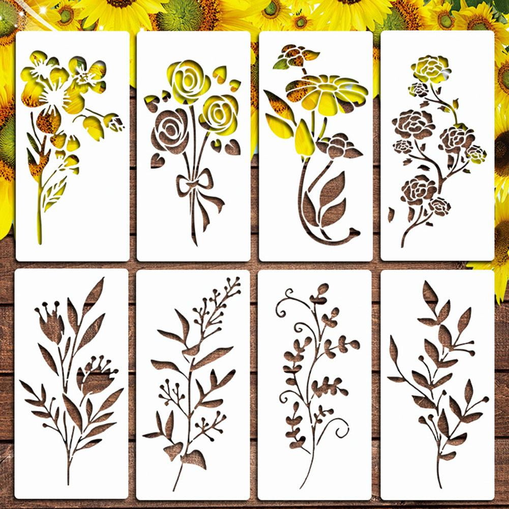 12-Pack Large Flower Border Stencils - Reusable Floral Edge Painting Templates For Baking & Crafts