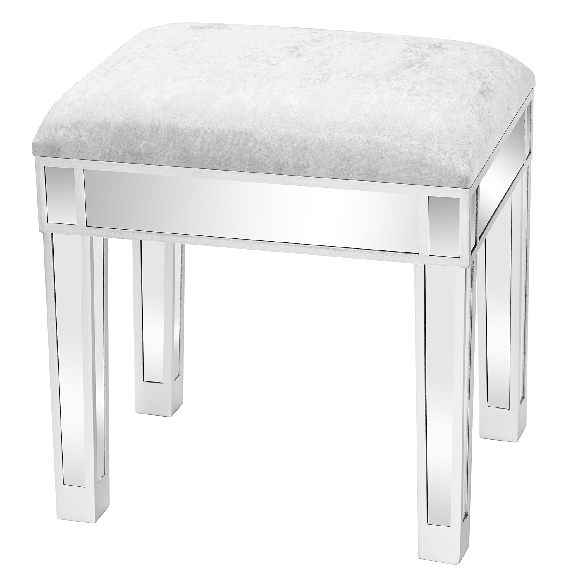 LEASEN Mirrored Vanity Stool Makeup Bench Dressing Stools Cushioned