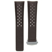 LEATHER BAND STRAP 20MM, Brown, Brushed Silver Buckle, Compatible With TAG HEUER CARRERA CV2013 CALIBRE 16 BROWN PERFORAT