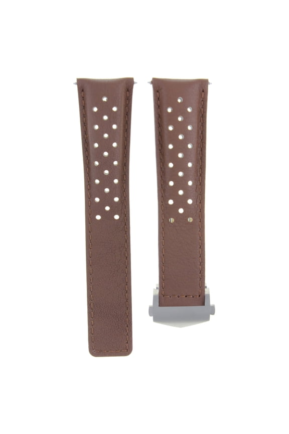 LEATHER BAND STRAP 22MM CLASP FOR TAG HEUER CARRERA MONACO F1 L/BROWN PERFORAT