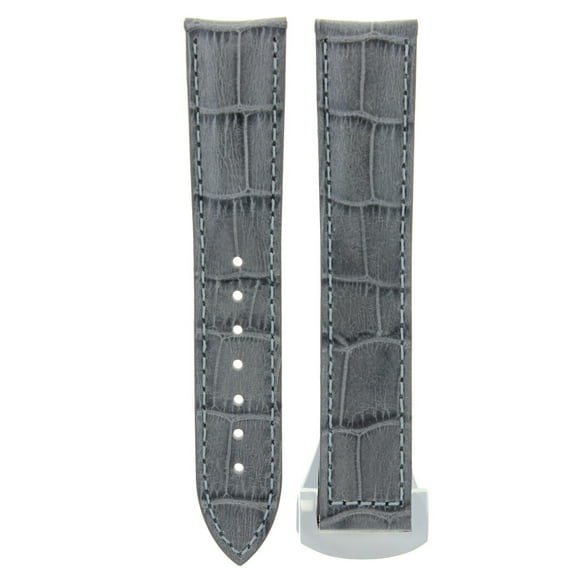 LEATHER BAND STRAP FOR 22/18MM OMEGA SEAMASTER PLANET OCEAN + BUCKLE CLASP GREY