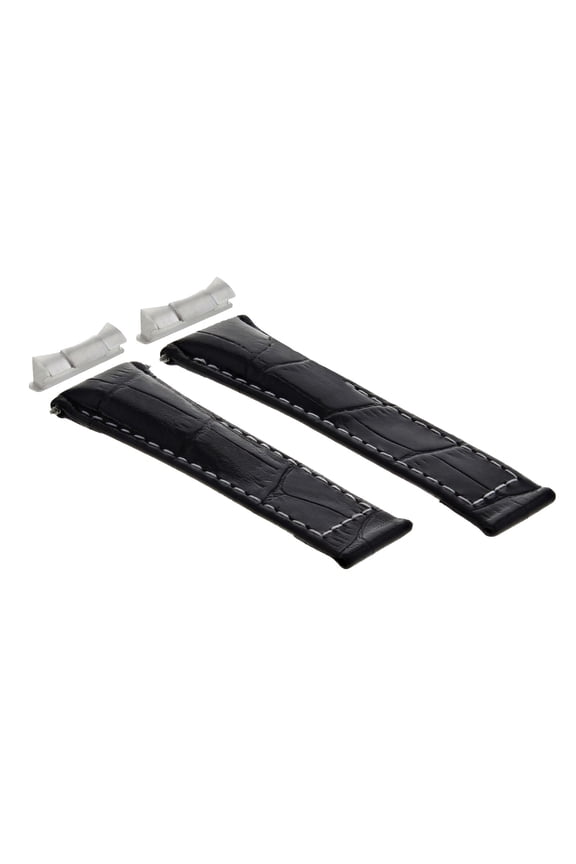 LEATHER BAND STRAP FOR ROLEX DAYTONA 116519 + END PIECE (LUGS) BLACK WS SHORT