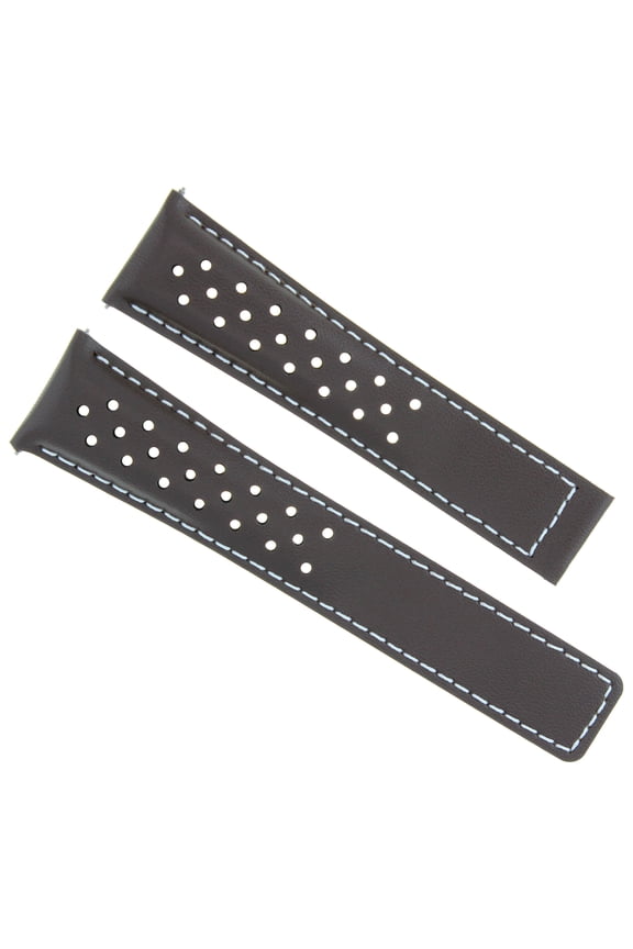 LEATHER BAND STRAP SMOOTH CLASP 22MM FOR TAG HEUER MONACO BROWN WS PERFORAT