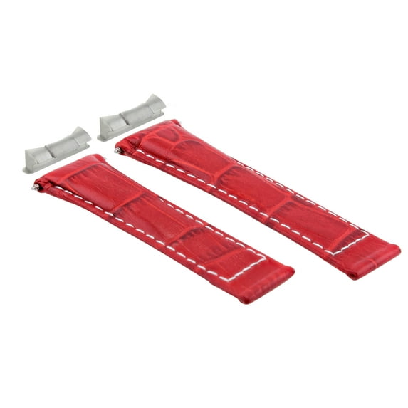 LEATHER BAND WATCH STRAP FOR ROLEX DAYTONA 16519 16523 116500 16518 RED WS SHORT