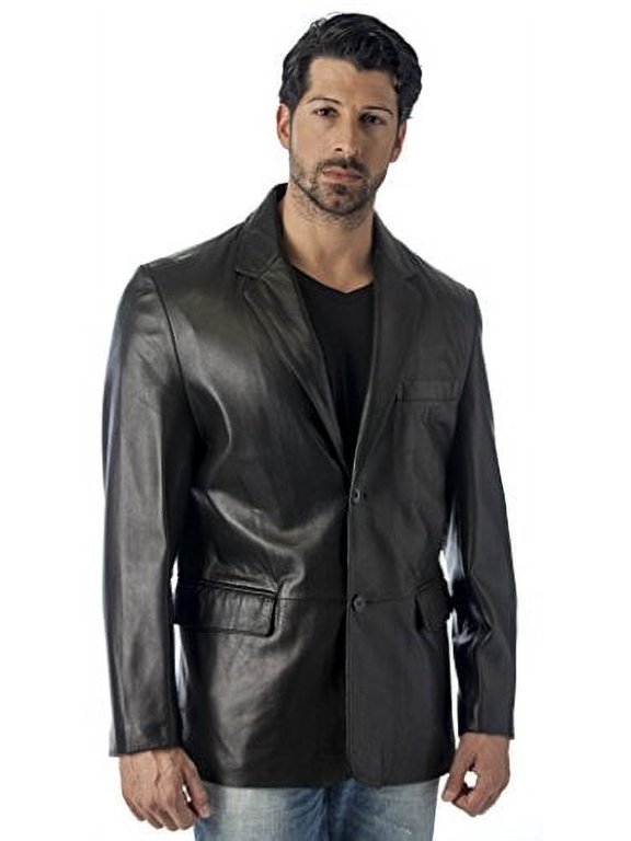 Sophisticated Tailored Leather Blazer Jacket, Large