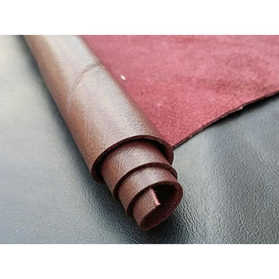 LEATHER HIDES - COW SKINS VARIOUS COLORS & SIZES (20 Square Foot, Burgundy)