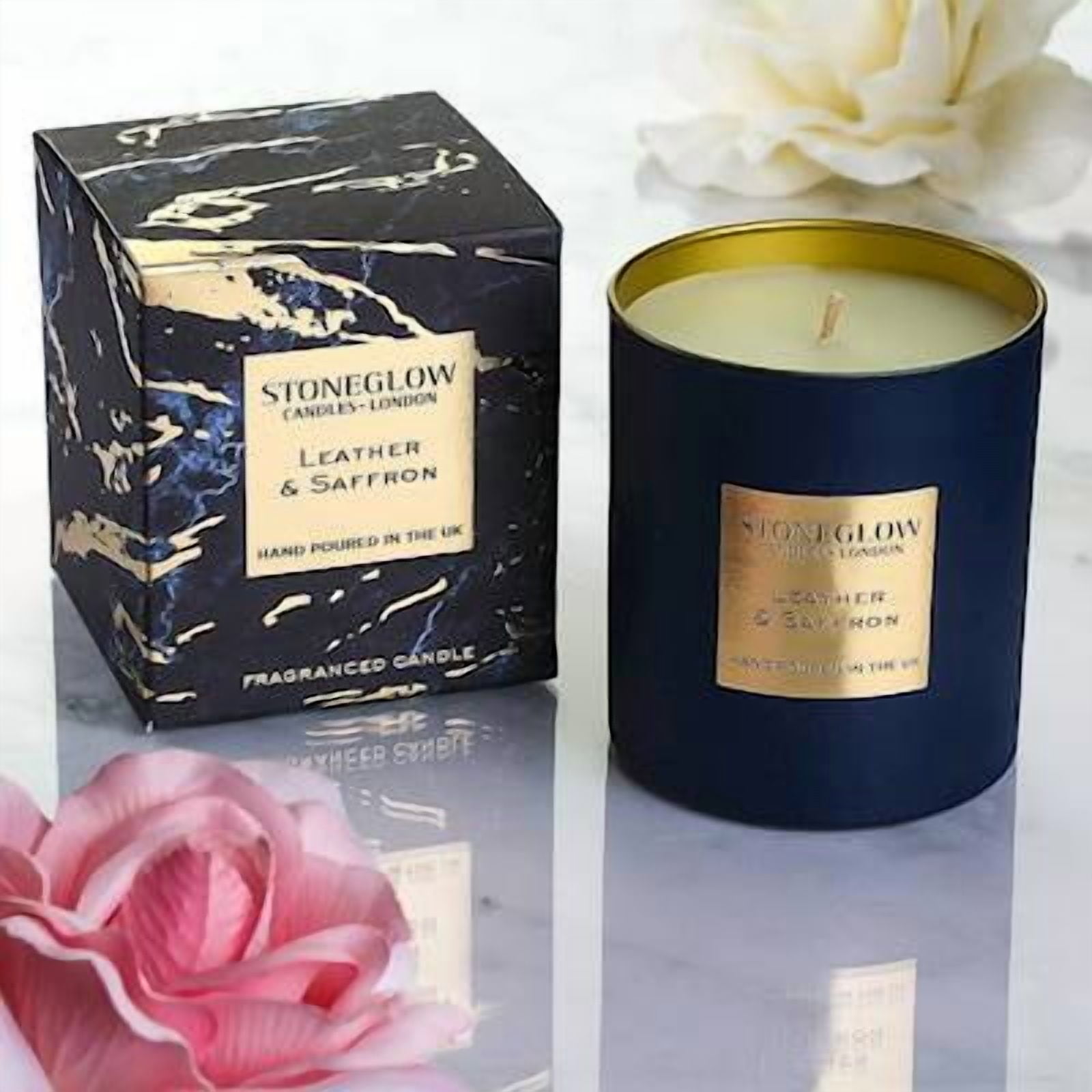LEATHER SAFRON Stoneglow Luna Tumbler Boxed Scented Jar Candle