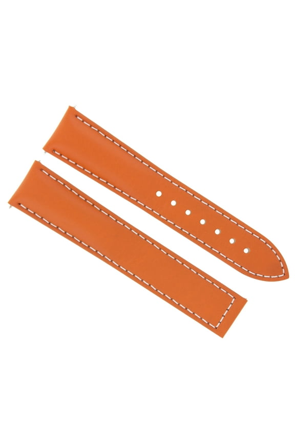 LEATHER STRAP BAND DEPLOYMENT CLASP FIT 22MM OMEGA SEAMASTER PLANET ORANGE WS
