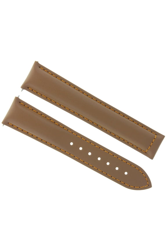 LEATHER STRAP BAND DEPLOYMENT FOR 22/18MM OMEGA SEAMASTER PLANET L/BROWN ORANGE