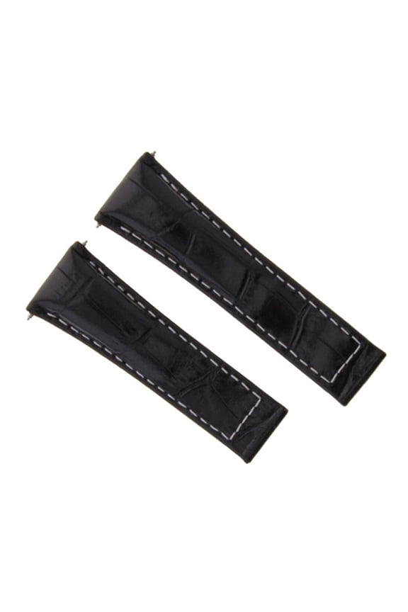 LEATHER STRAP ITALIAN FOR ROLEX DAYTONA 116518 116523 BLACK WHITE STITCH REGULAR