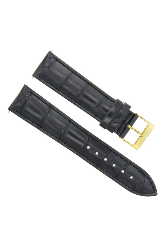 LEATHER WATCH BAND STRAP FOR ROLEX CELLINI DATEJUST WATCH 20/16MM BLACK GOLD