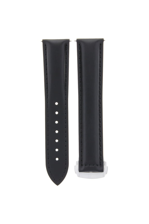 20MM LEATHER BAND STRAP FOR OMEGA SEAMASTER PLANET OCEAN WATCH BLACK PUSH BUTTON