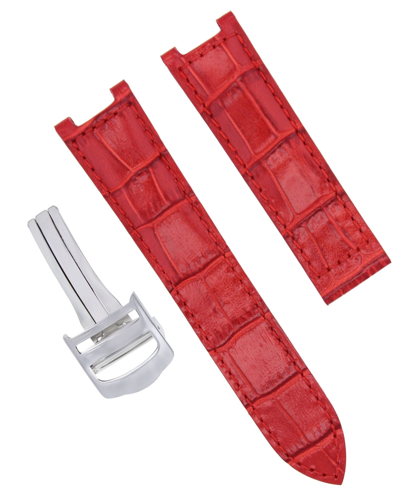 LEATHER WATCH STRAP FOR FIT 35MM CARTIER PASHA 2475 DEPLOYMENT