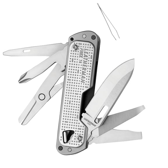 LEATHERMAN, FREE T4 Multitool and EDC Knife with Magnetic Locking and One Hand Accessible, , Stainless