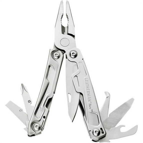 LEATHERMAN, Rev Pocket Size Multitool with Package Opener and Screwdrivers, Stainless Steel