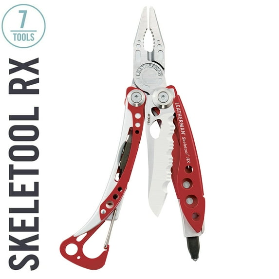 LEATHERMAN, Skeletool RX Multitool with Serrated Knife and Glass Breaker, Red