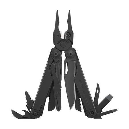 LEATHERMAN, Surge Heavy Duty Multitool with Premium Replaceable Wire Cutters and Spring-Action Scissors, Black with MOLLE Sheath