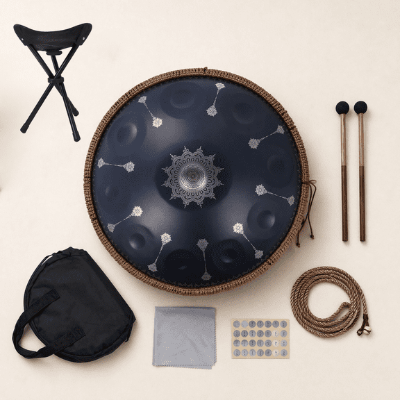 LEATIC 10 Notes Mandala Pattern Handpan Drum 22 in for Adults Beginners, Includes Mallets Bag Stand Cloth Rope Stickers