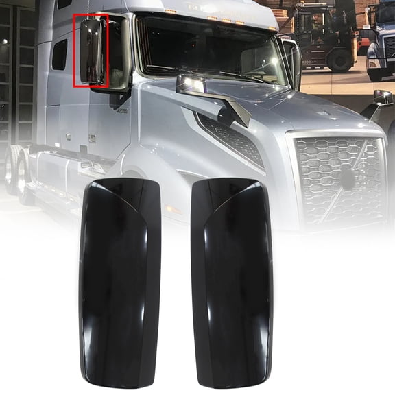 LEAVAN For Volvo VNL 2004-2018 Door Mirror Cover Gloss Black Pair Right and Left Side
